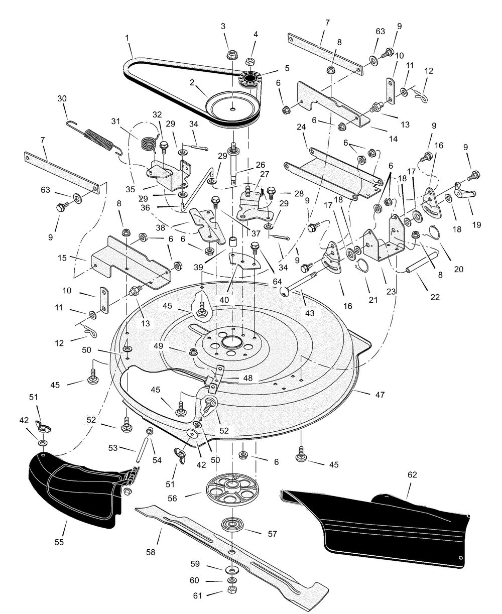 Mower Housing Diagram and Parts List for 309300X30A  Briggs and Stratton Lawn Tractor